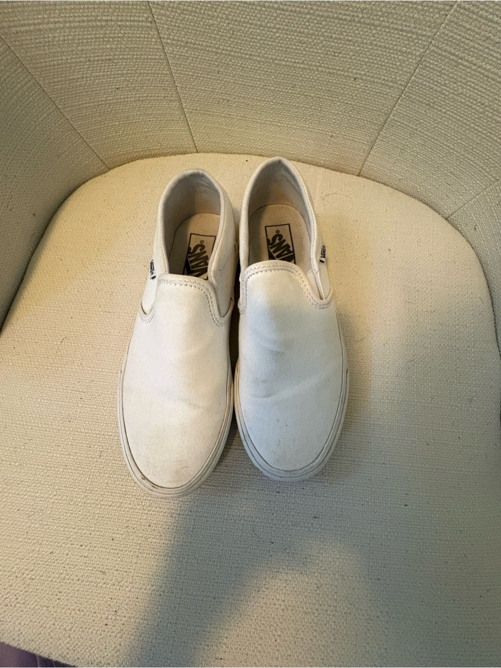 Vans White Slip-On Canvas Loafers